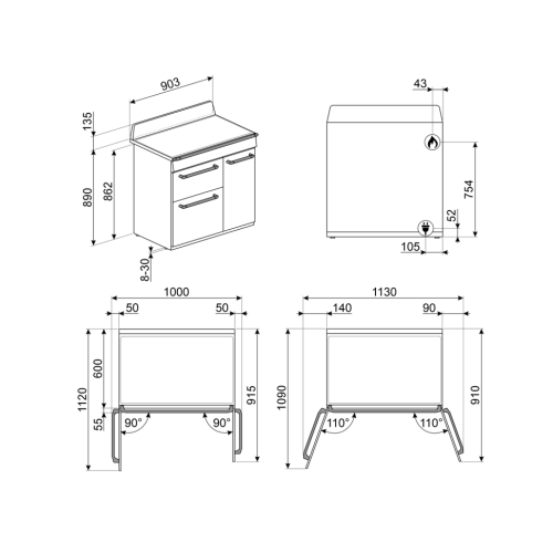 Варочный центр SMEG TR93GR