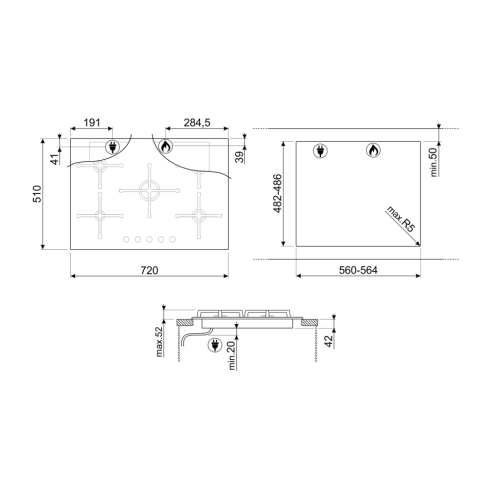 Варочная панель SMEG PV375N