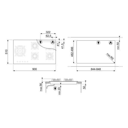 Варочная панель SMEG PV395LN