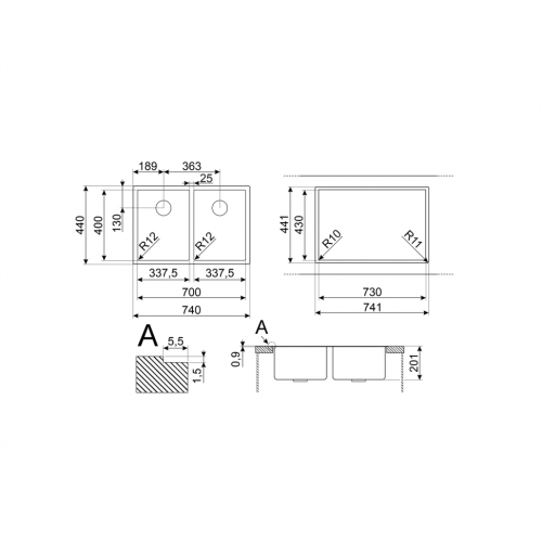 Мойка SMEG VR12S3434