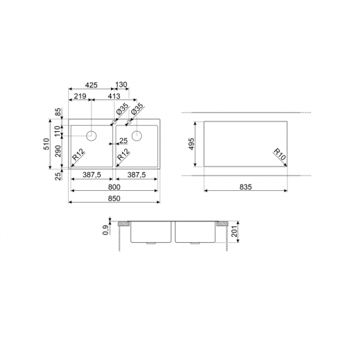 Мойка SMEG VR12S4040RS