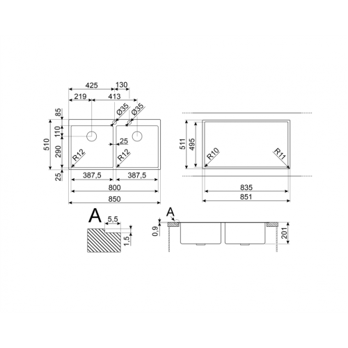 Мойка SMEG VR12S4040RS